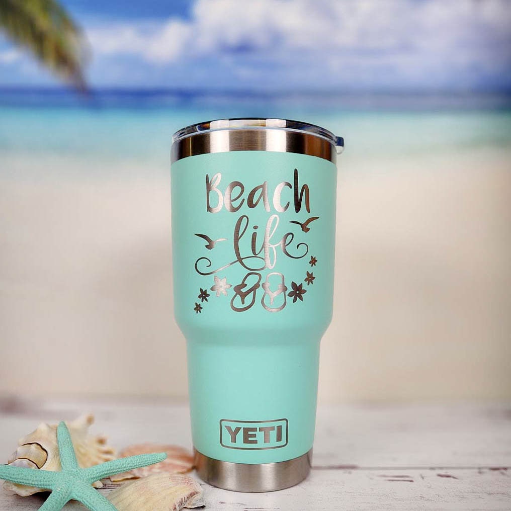 Beach Life Engraved YETI Rambler Tumbler Engraved Tumbler Engraved