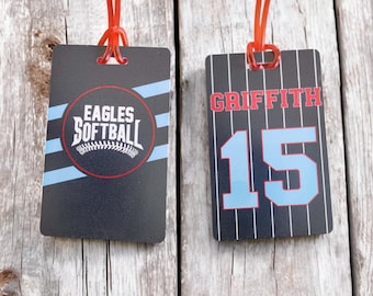 Personalized Team Baseball Softball Sports Mascot Bag Tags | Equipment Bag Tag | | Team Name Tags | Luggage Tags | Travel Softball Baseball