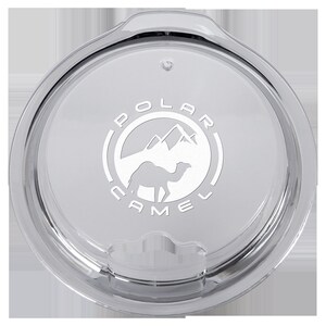 May include: Clear plastic lid with a white logo that says "Polar Camel" with a camel and mountains inside a circle.