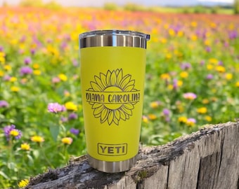 Sunflower Personalized Laser Engraved YETI Rambler Tumbler | Sunflower Lover | Mother's Day Gift | Engraved Travel Mug | Custom Sunflower
