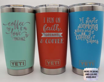 Coffee Lover Engraved YETI Rambler Tumbler | Coffee Lover Gift | Funny Coffee Mug | Coffee First | Caffeine | Monday Coffee | Frappy Hour