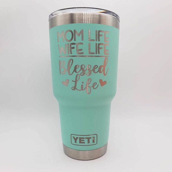 Custom Yeti 30 oz Rambler Tumbler Laser Engraved Just a Good Mom