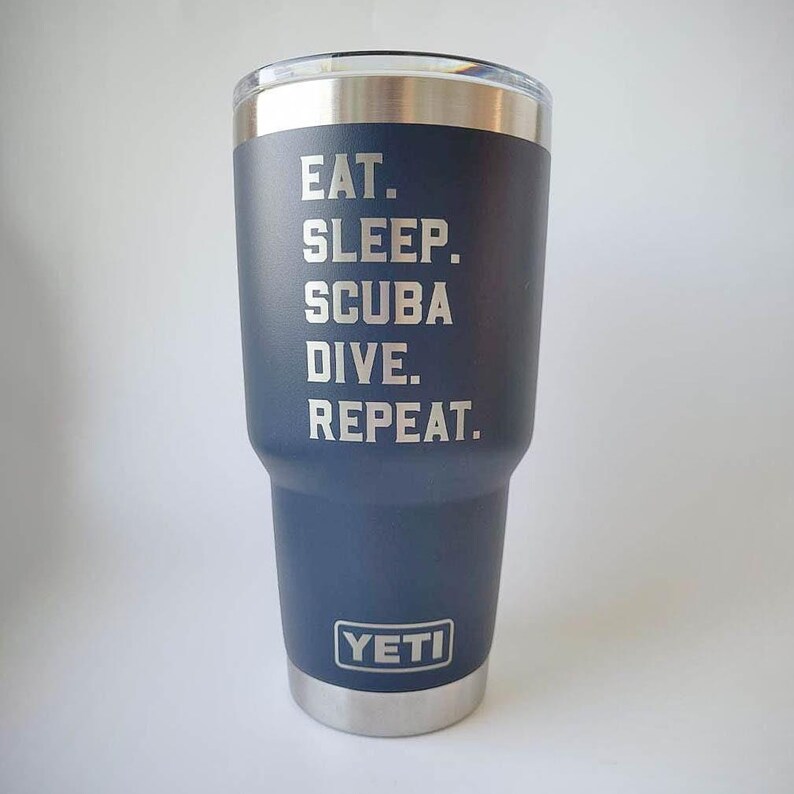 Eat Sleep Scuba Dive Repeat Engraved YETI Rambler Tumbler | Engraved Travel Mug | Water Sports Mug | Scuba Diver Gifts | Scuba Diving image 6