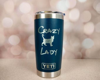 Crazy Cat Lady Engraved YETI Rambler Tumbler | Rescue Mama | Cat Mom | Fur Mom | Cute Cat Lover Gift | Christmas Gift | Cat Rescue