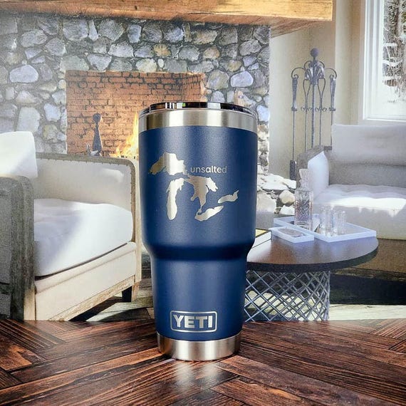 Michigan Unsalted Engraved YETI Rambler Tumbler Michigan Gift