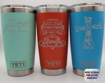 Christian / Scripture Engraved YETI Rambler Tumbler | Christian Gift | Christian YETI | Bible Verse | Religious Cup | Faith | Religious Mug