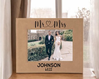 Mr & Mrs Custom Engraved Wedding Picture Frame | Personalized Photo Frame | Wedding Gift | Gift for Couple | Mr and Mrs Gift | Wedding Photo