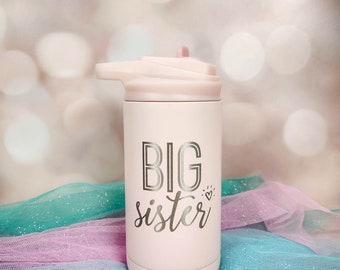 Big Sister Engraved Water Bottle | Personalized for Kids | Stainless Water Bottle with Name | Stocking Stuffer | Gift from Baby | Promoted