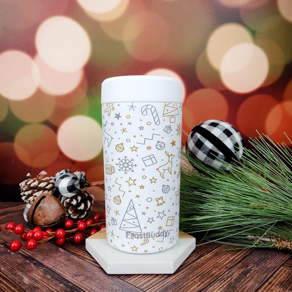 Christmas Personalized Engraved Frost Buddy Universal Can Cooler Insulated  Stainless Steel Holder Slim 12oz 16oz Can Bottle 