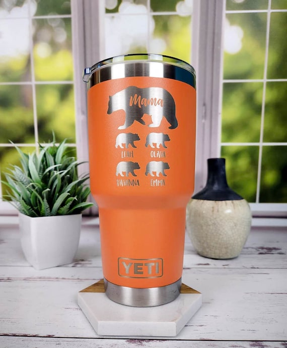Mother's Day Gift Mom Coffee Tumbler 'Bear Mama' Pink Color Plastic  Material-Way to Celebrate