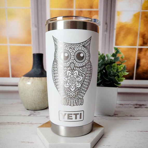 Owl Mandala Engraved YETI Rambler Tumbler Engraved Tumbler Engraved YETI  Cup Owl Gift Mug Owl Decor Owl Lover Cute Owl 