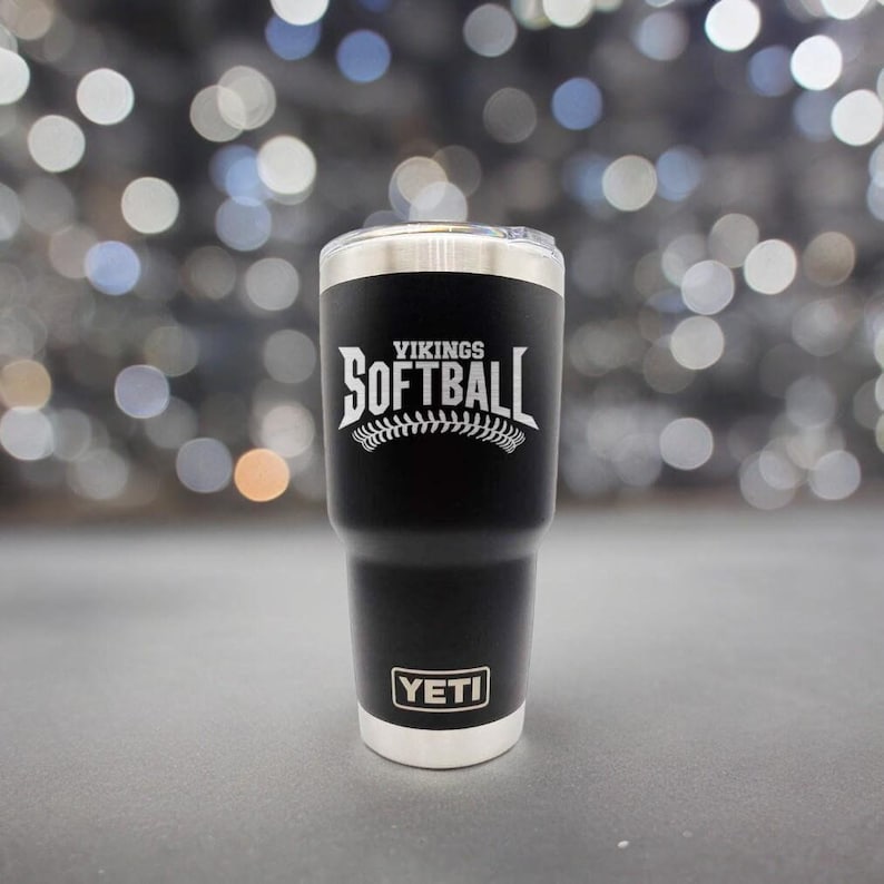 Softball Team Mascot Laser Engraved YETI Rambler Tumbler | Sports Tumblers | Softball | School Fundraising | Booster Club | School Spirit image 2