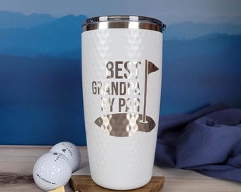 Best Grandpa By Par Engraved Full Dimpled 20oz Tumbler | Father's Day | Grandpa Golfing Golf Lover | Father's Day Mug, Water Bottle