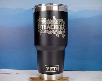 Teacher Custom Engraved YETI Rambler Tumbler | Teacher Appreciation | Christmas Gift for Teacher | Inspire | Committed | Subway Art