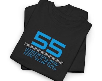 Camiseta unisex negra F1 Carlos Sainz #55 / Colección Midnight Neon