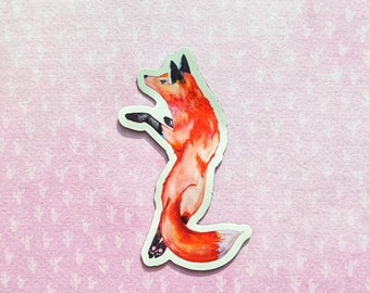 Leaping Red Fox MAGNET, Watercolor Vixen Fox Original Art Accessory, Quirky Gift Magnet, Fox Lover Gift, I Love Foxes