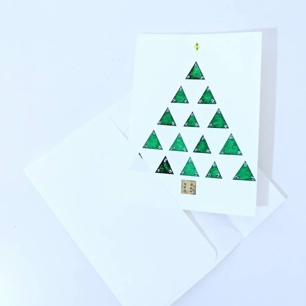 D4 Christmas Tree Watercolor PRINT Card: Dungeons and Dragons Christmas Card, DnD Christmas, Roleplaying Dice Game Nerdy DnD Dice TTRPG Gift
