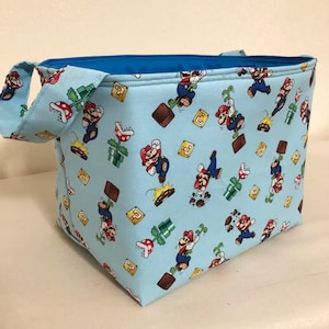 Nintendo Super Mario Bros. Blue, Fabric Bin, Fabric Organizer, Fabric Basket, Toy Organizer, Kids Room, Mario Decor, Goomba, Video Games