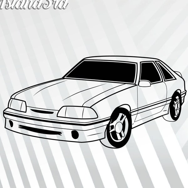 Ford Mustang Fox Body vector svg - Cut file + pdf png eps dxf