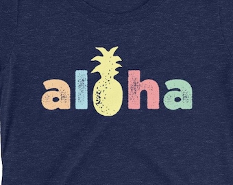 Simply Aloha Hawaiian Greeting Ladies Triblend T-Shirt, Cute Hawaii Vacation Shirt for Women, Hawaii Shirt for Mom, Hawaiian Pineapple Shirt
