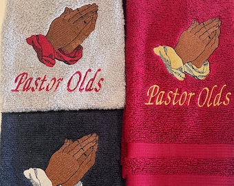 Pastor Customized Towel - Monogrammed Fingertip Towel - Pulpit Towel - Towel for a Preacher Clergy - Pastor Gift Installation Anniversary