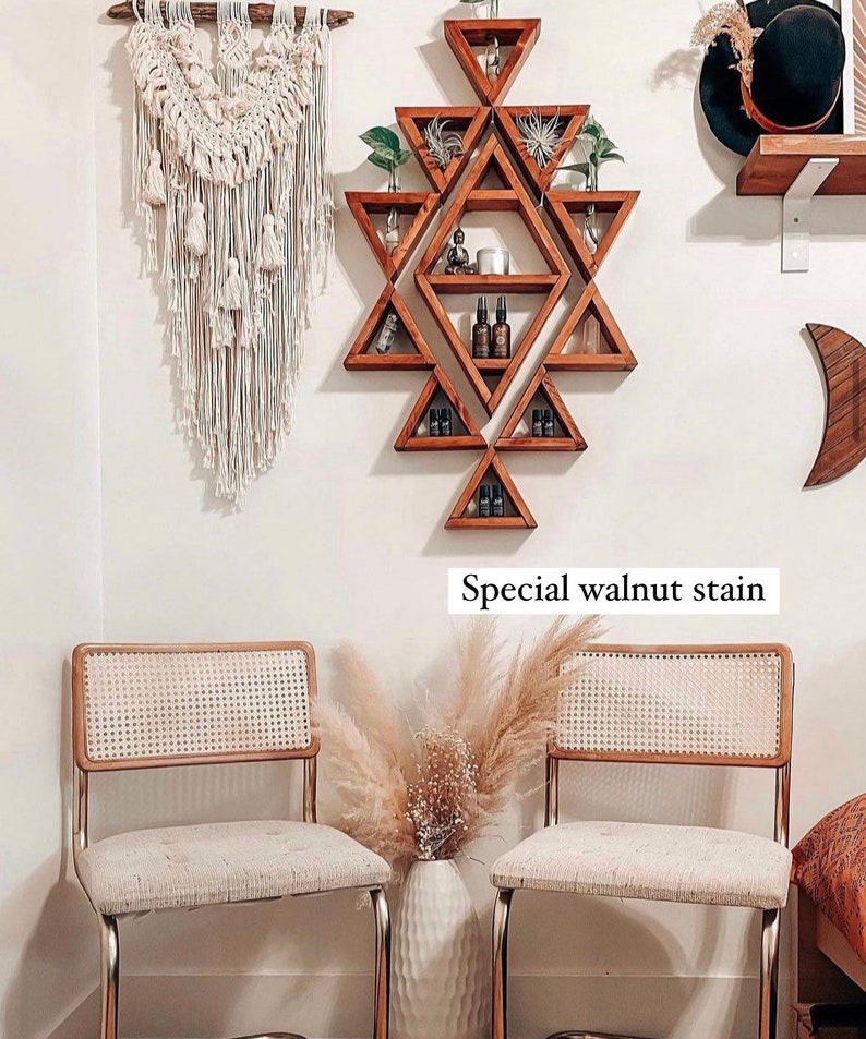 Boho / Aztec inspired triangle diamond shelf set with optional propagation station add on image 6