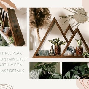 Three peak mountain altar shelf with moon phase