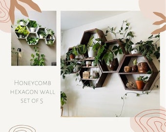 Wide Honeycomb Hexagon Wall - set of 5