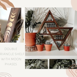 Double Triangle Altar Shelf with moon phases