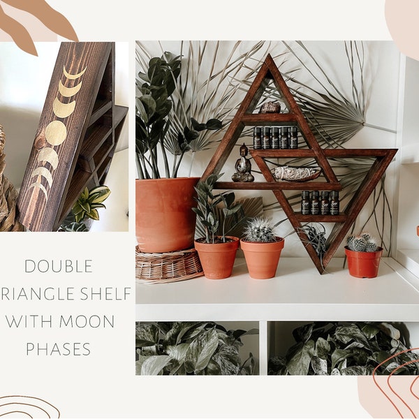 Double Triangle Altar Shelf with moon phases