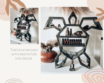 Turtle wood altar shelf with side design