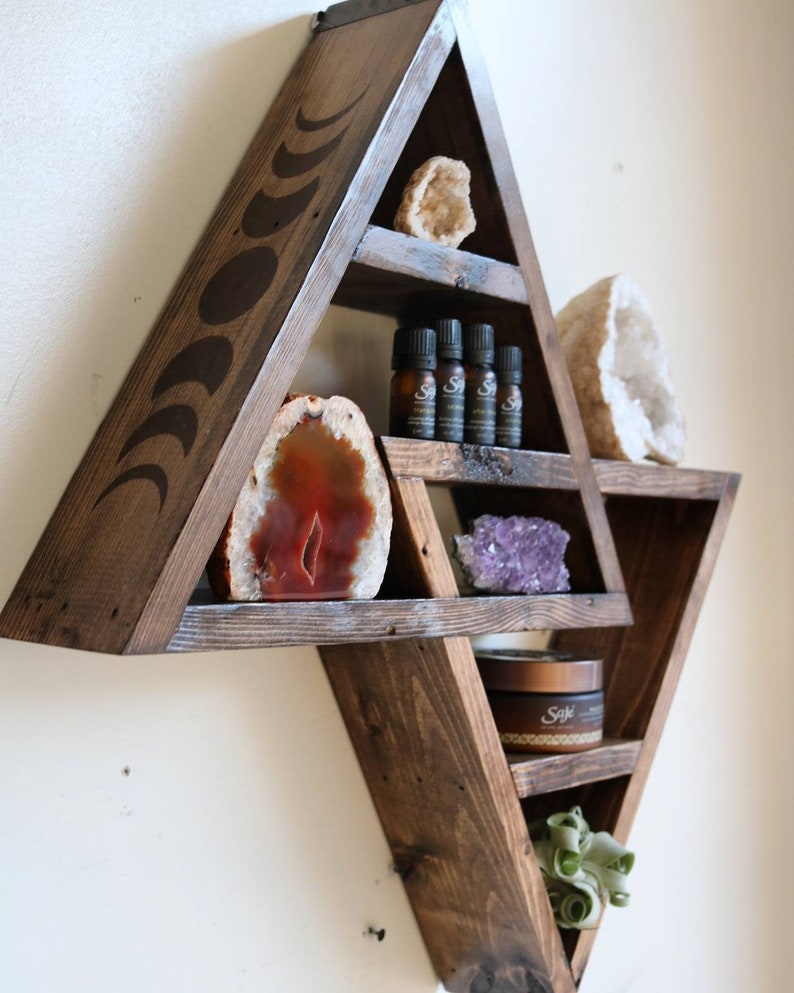 Double Triangle Altar Shelf with moon phases image 4