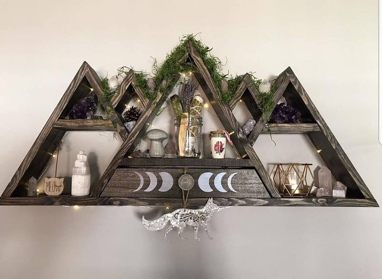 Mountain Altar Shelf With Moon Phases and Drawer 5pk Style Etsy