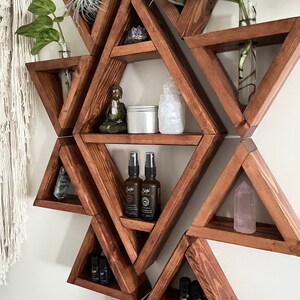 Boho / Aztec inspired triangle diamond shelf set with optional propagation station add on image 3