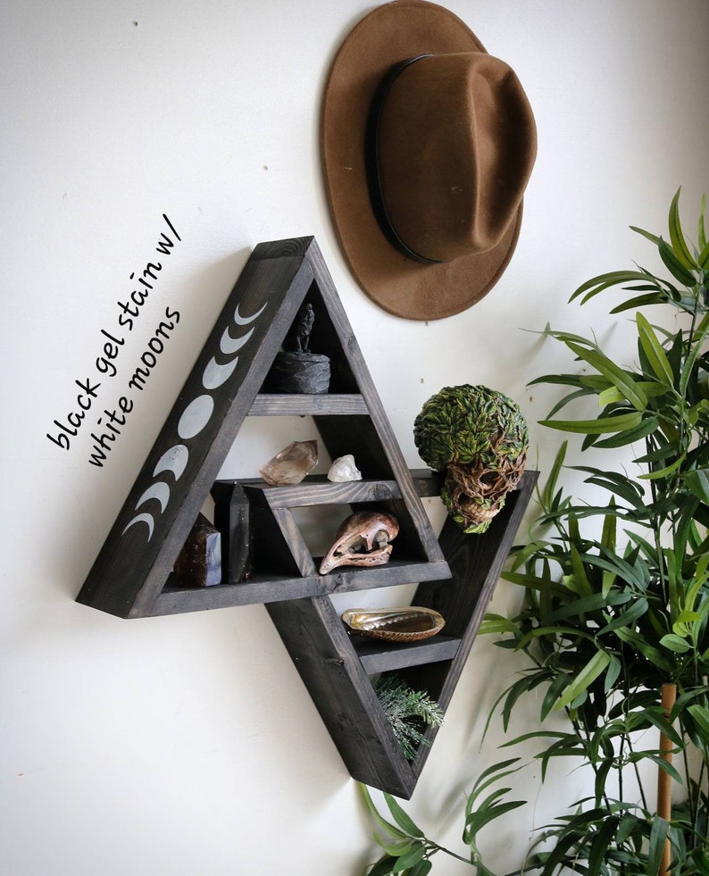 Double Triangle Altar Shelf with moon phases image 3