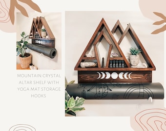 Mountain Crystal Altar Shelf with Yoga Mat holders