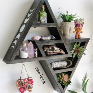 Double Triangle Altar Shelf with moon phases image 2