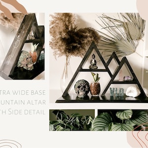 Three peak mountain altar shelf with extra wide base