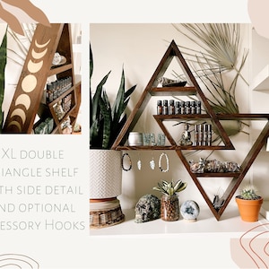 Etagère XL double triangle avec phases de lune