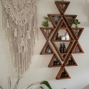 Boho / Aztec inspired triangle diamond shelf set with optional propagation station add on image 4