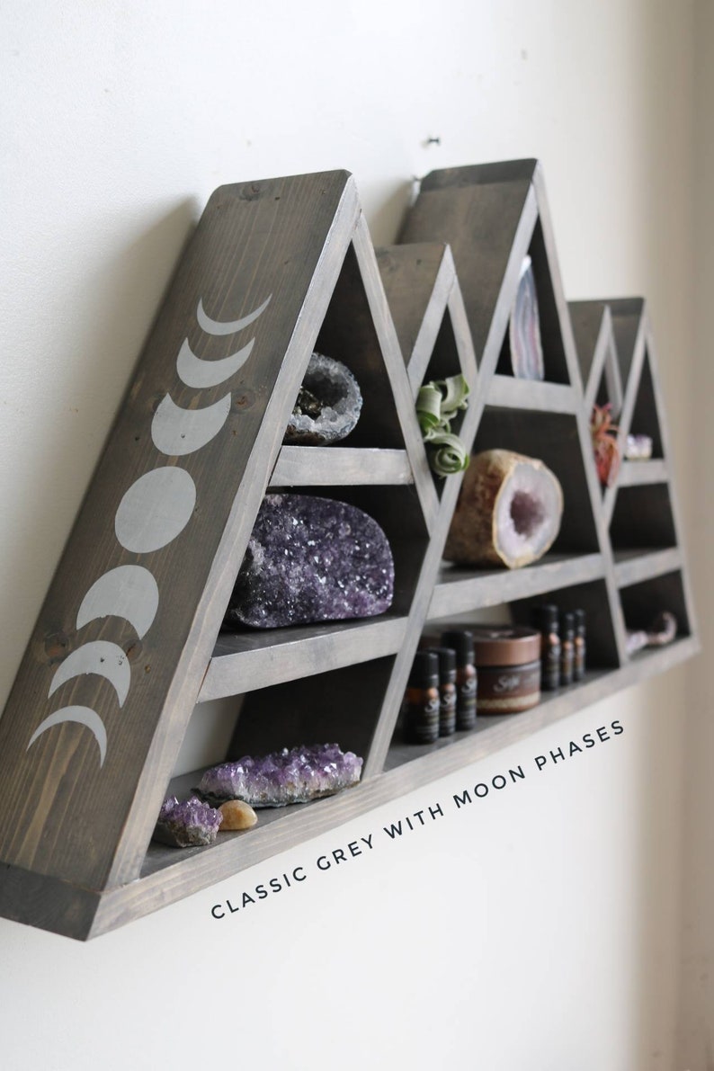 Mountain Altar Shelf with moon phases or snow caps image 10