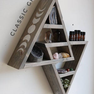 Double Triangle Altar Shelf with moon phases image 5