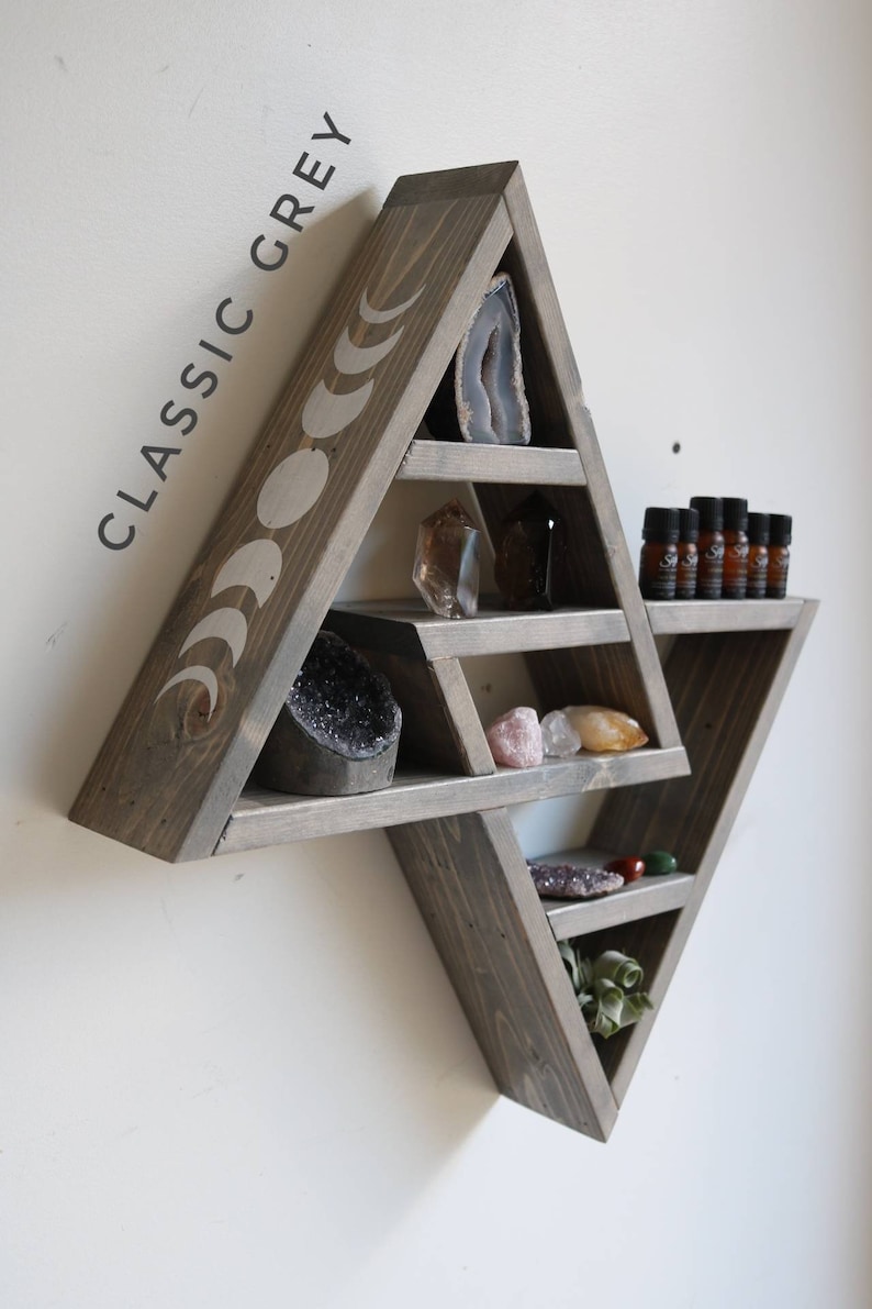 Double Triangle Altar Shelf with moon phases image 5