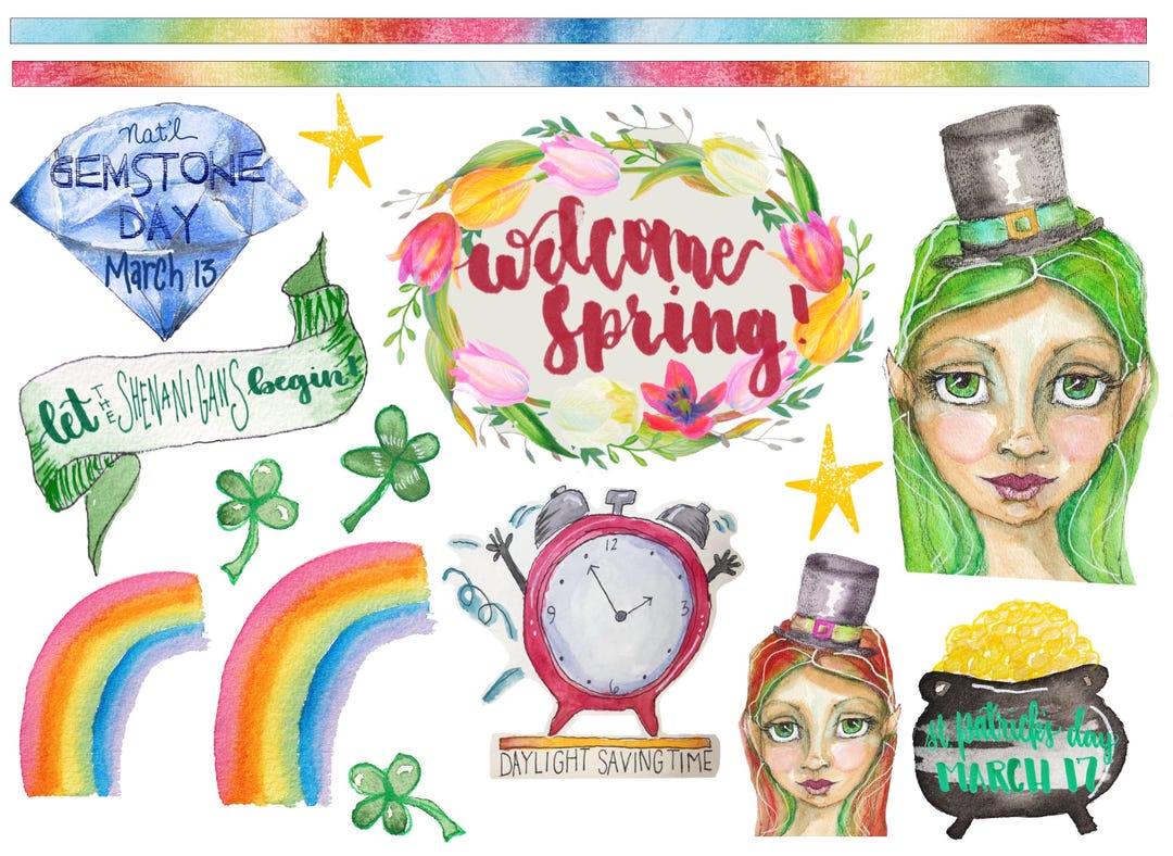 DIGITAL Spring Has Sprung March Journal Stickers UPDATED - Etsy
