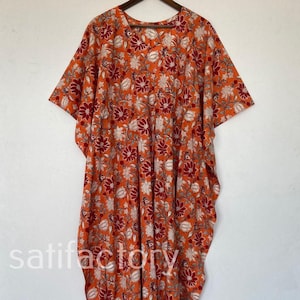 Indian Soft Cotton Kaftan, Dress, Block Print Caftan, Maxi Dress, Beach Cover Up, Maternity Dress, Gift For Her