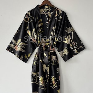 Luxe bloemenkimonobadjas, handgemaakte kamerjas, lichtgewicht katoenen badjas, boholoungewear, resort- en huisjurk, perfect als cadeau