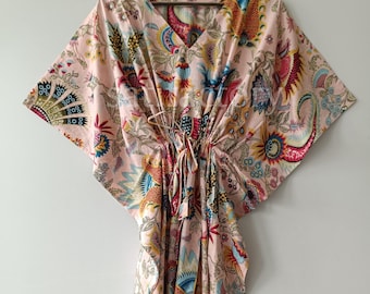 Floral Cotton Kaftan Maxi Dress: Boho Summer Cover-Up