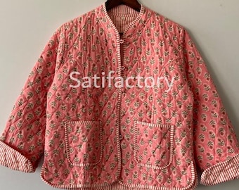 Artisan Quilted Floral Jacket – Reversible Kantha Cotton Coat