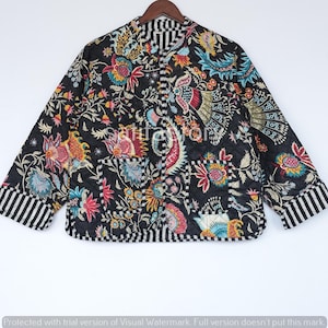 Veste matelassée en coton pour femmes, imprimée en bloc, style bohème, vestes matelassées faites main, manteau cadeaux de vacances veste plus boutonnée pour femme cadeaux