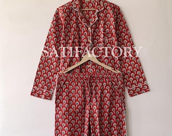Luxury Indian Jaipur Blockprint High Quality Soft Cotton Floral Summer Pyjama Sleepwear Set